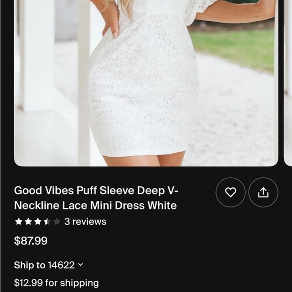 Selfie Leslie Mini White Puff Sleeve Dress - Picture 5 of 5